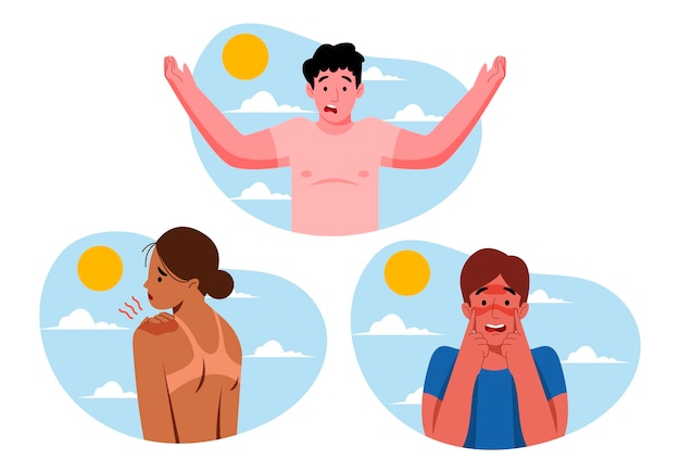 Free vector group of different people with a sunburn