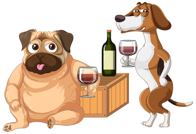 A group of dog drinking wine