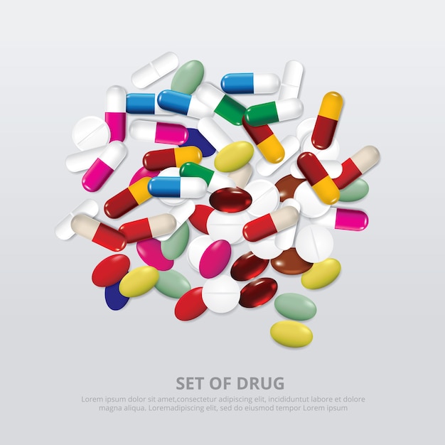 Group of Drug Realistic Illustration