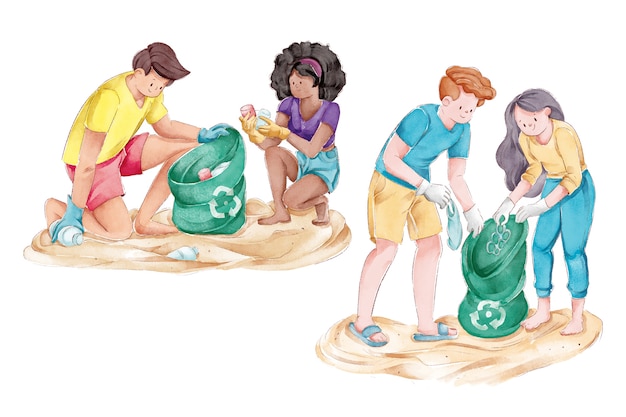 Группа экологии людей очистки пляжа