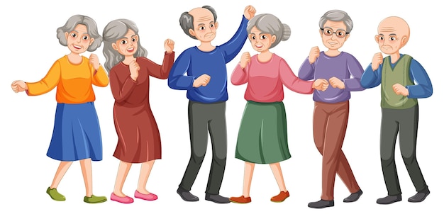 踊る高齢者のグループ