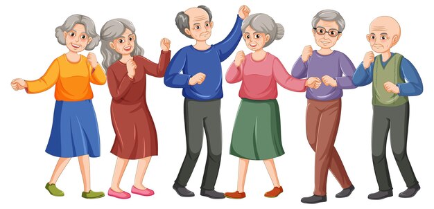 Group of elderly people dancing