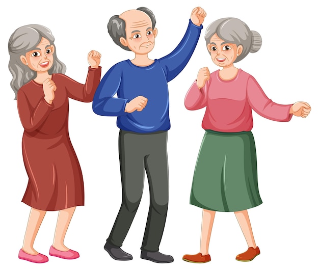 Free vector group of elderly people dancing