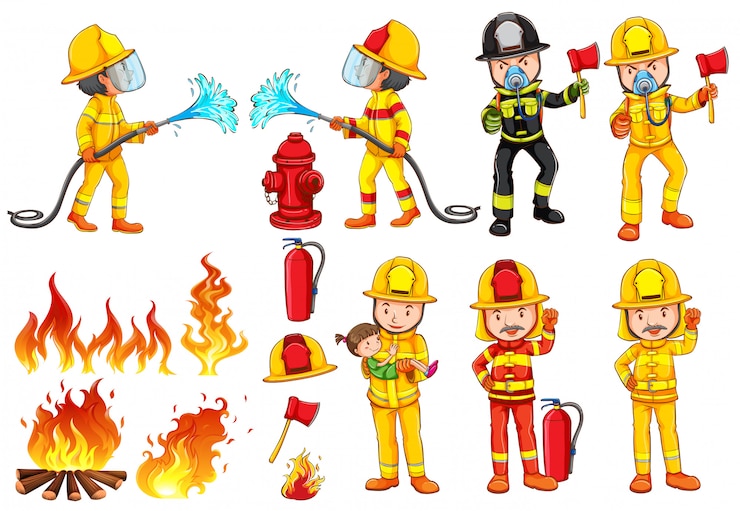 Free Vector a group of firemen