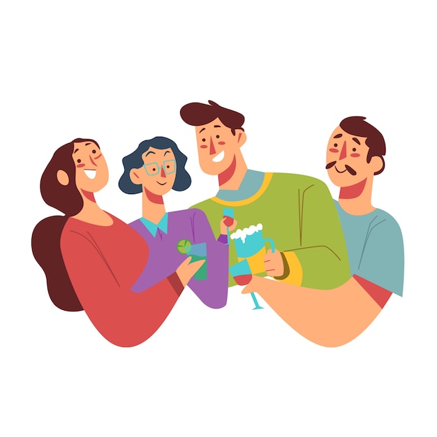 Free vector group of friends toasting together