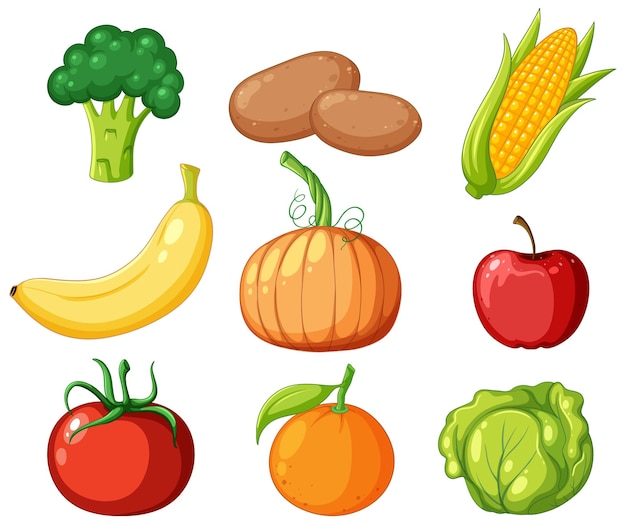 Free vector group of fruit and vegetable