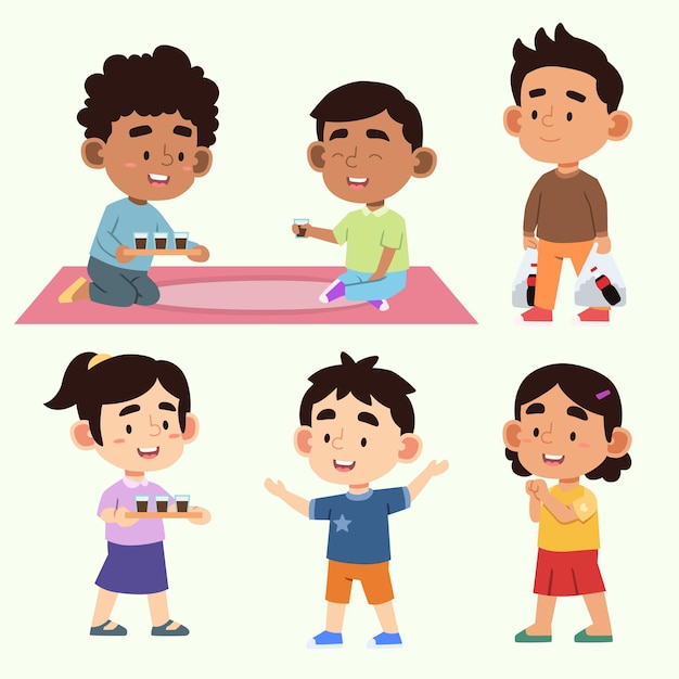 Free vector group of girl and boy party with fun