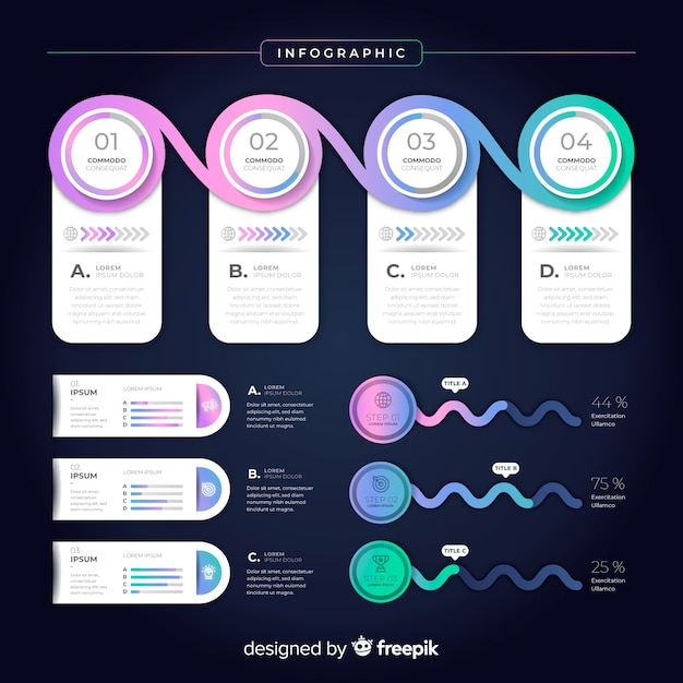 Free vector group of gradient infographic elements