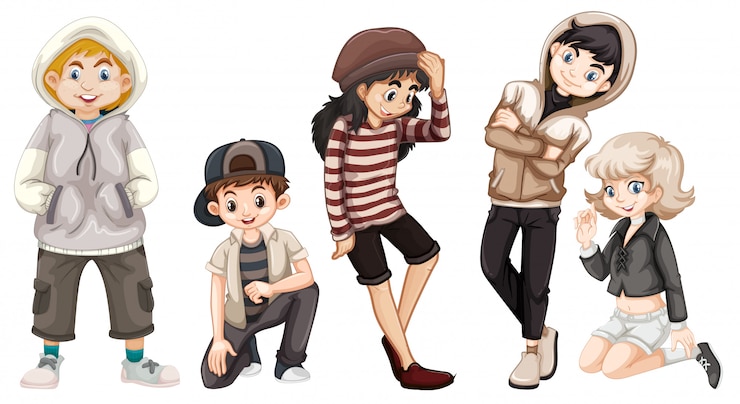 Free Vector group of happy teenagers