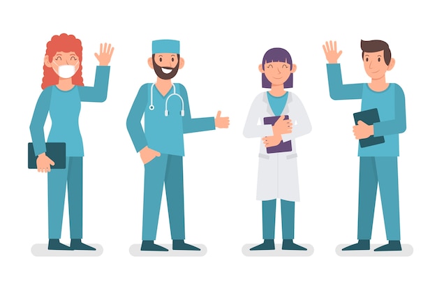 Free vector group of health professional team