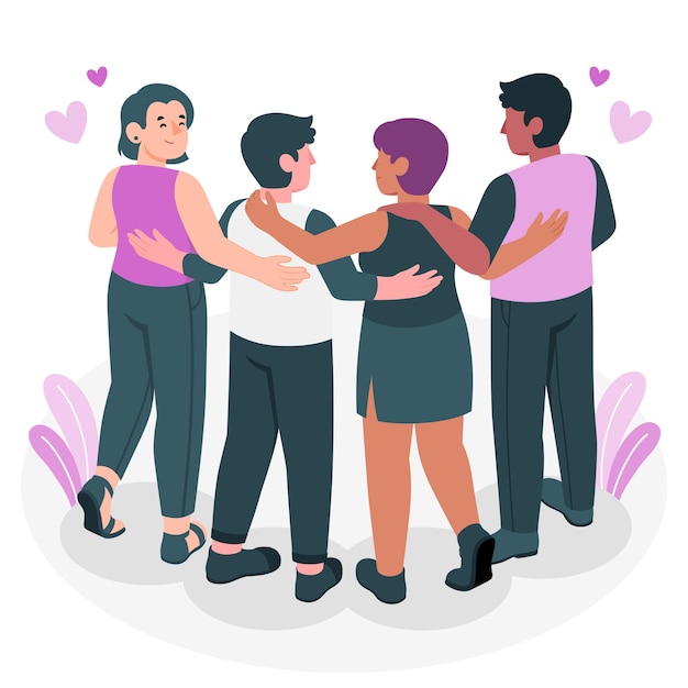 Free vector group hug concept illustration