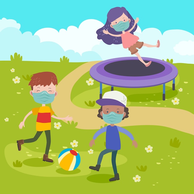 Free vector group of kids playing together