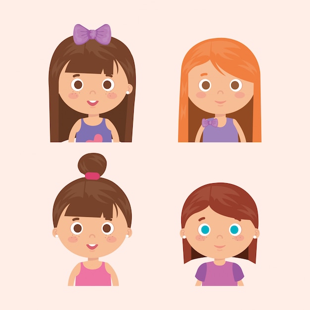 小さな女の子のキャラクターのグループ