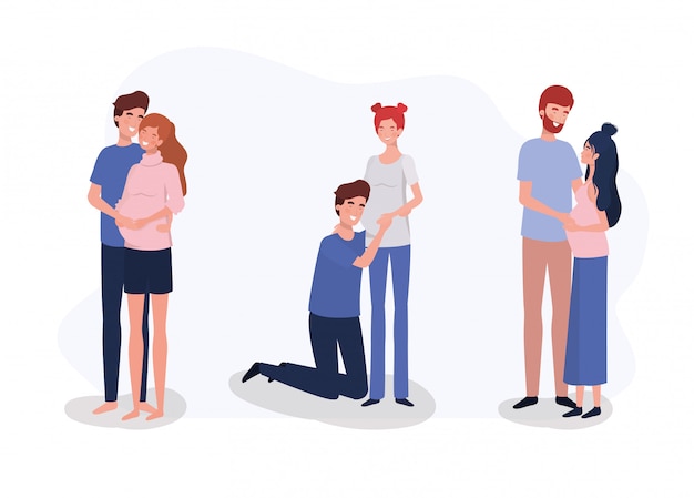 Free vector group of lovers couples pregnancy characters