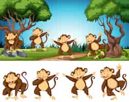 Free vector group of monkey in nature