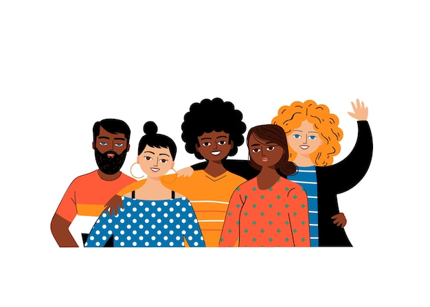 Free vector group of multicultural friends