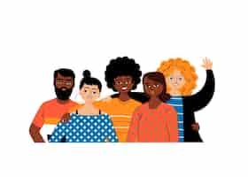 Free vector group of multicultural friends