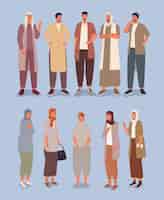 Free vector group of muslim people standing