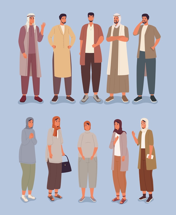 免費 Vector 一群穆斯林人站立