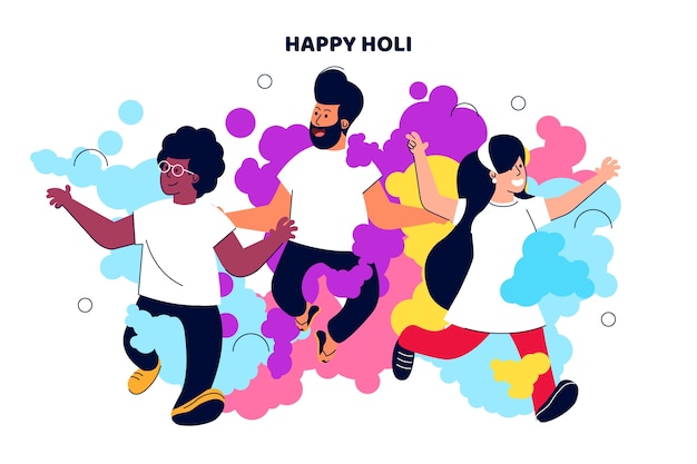 무료 벡터 holi 축제를 축하하는 사람들의 그룹