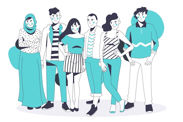 Бесплатное векторное изображение Группа людей в плоском дизайне