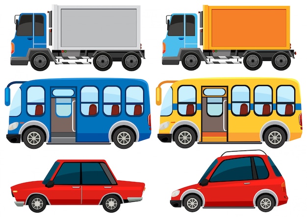 Бесплатное векторное изображение Группа транспортных средств
