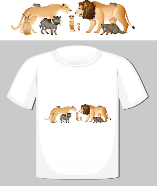 無料ベクター tシャツの野生動物のデザインのグループ