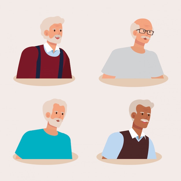 Group of old men avatar character