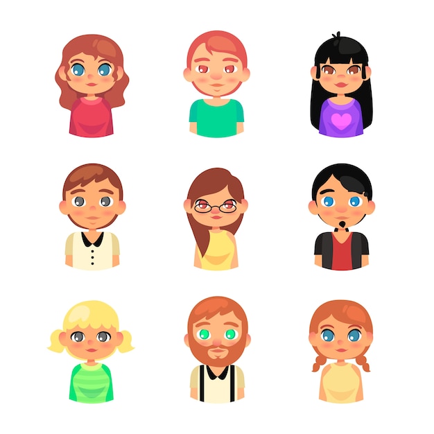 Free vector group of people avatars