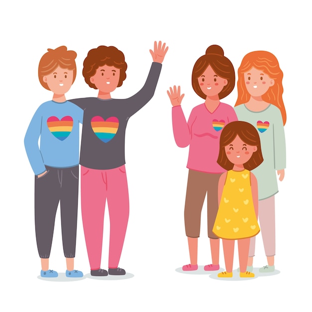 Free vector group of people celebrating pride