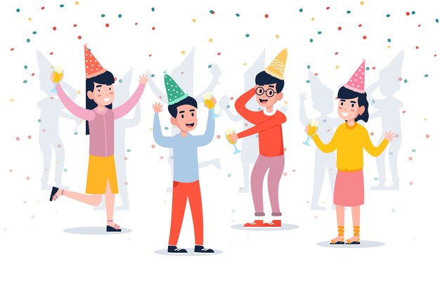 함께 그림을 축하하는 사람들의 그룹