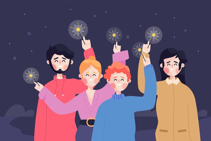 무료 Vector 함께 축하하는 사람들의 그룹
