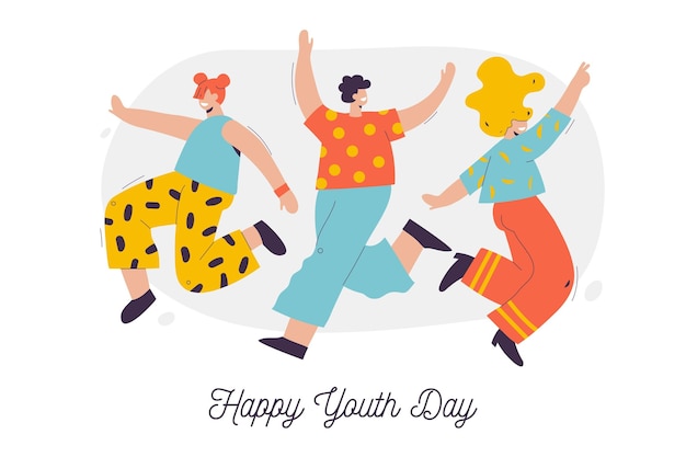 Group of people celebrating youth day illustrated