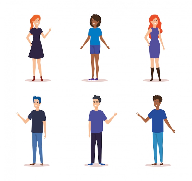 Free Vector group of people characters