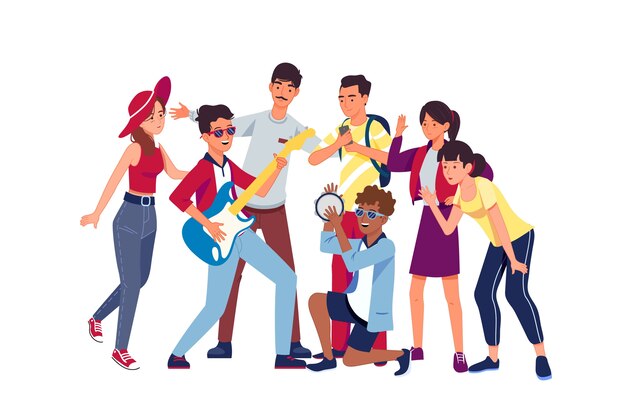 Group of people doing activities