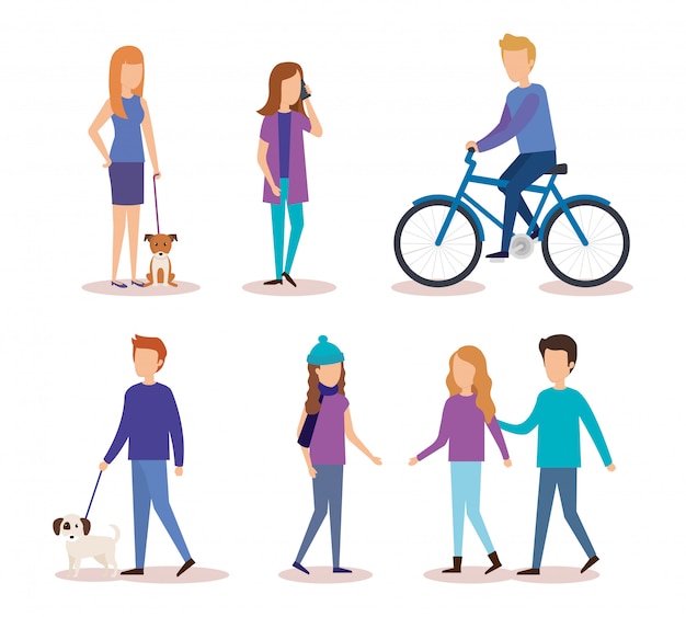 Free vector group of people doing activities