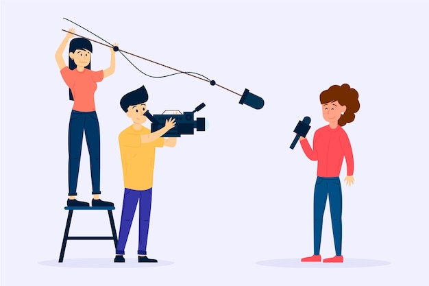 Free vector group of people doing journalism