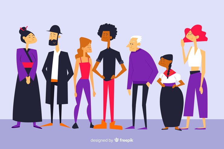 무료 Vector 다른 종족의 사람들의 그룹