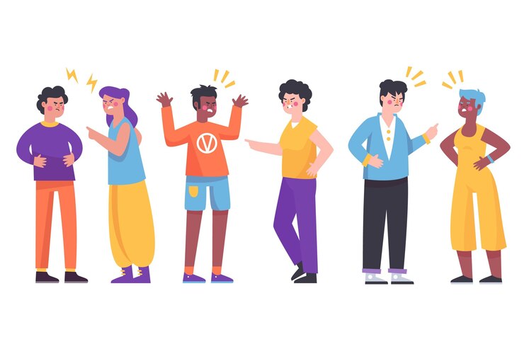 Free Vector group of people having couple conflicts