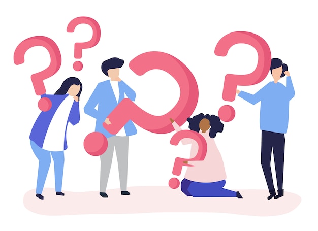 Free vector group of people holding question mark icons