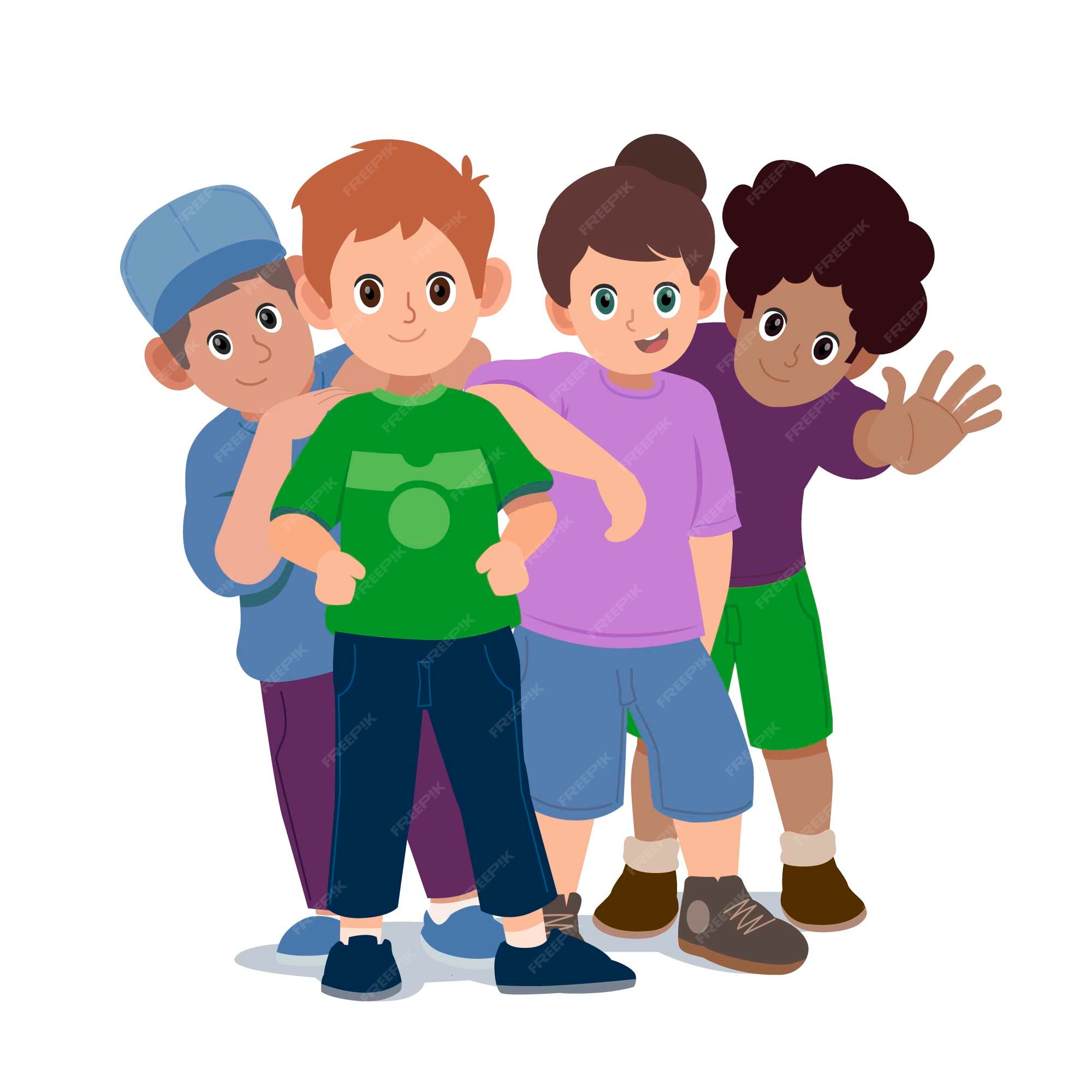 group of boy friends clipart