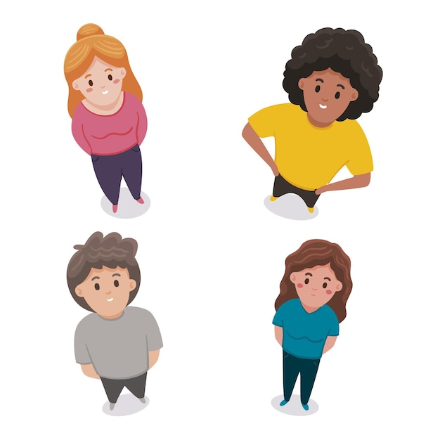 Free vector group of people looking up flat