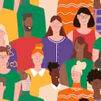 Free vector group of people pattern hand drawn