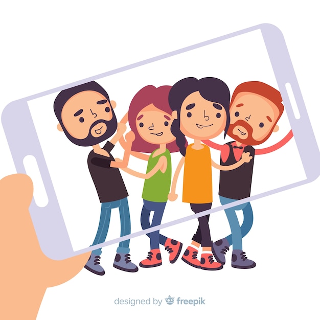 Free vector group of people posing for a photo