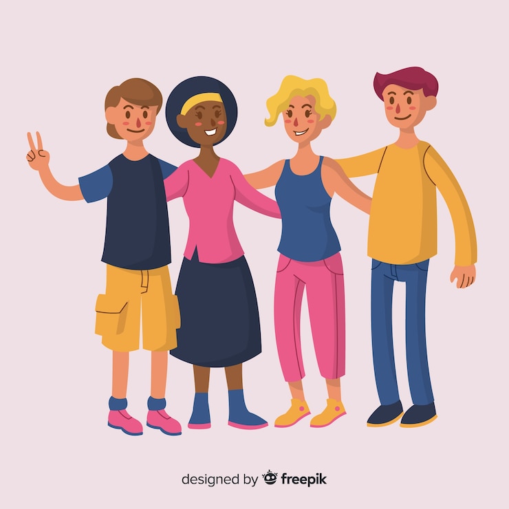 Free Vector group of people posing for a photo