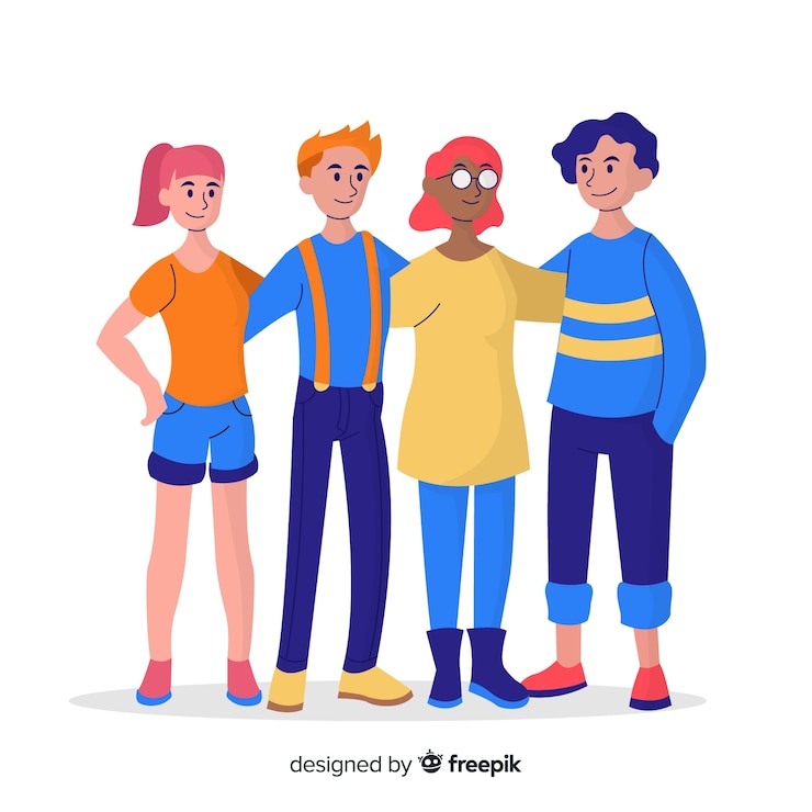 Free Vector group of people posing for a photo