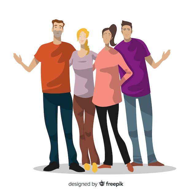 Free vector group of people posing for a photo