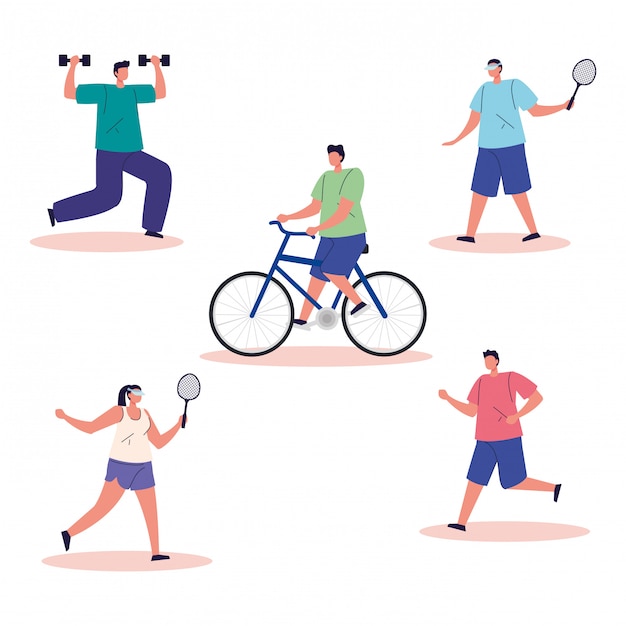 Free vector group people practicing exercise avatar characters