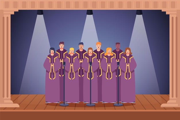 Group of people singing in a gospel choir