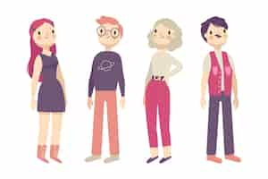 Free vector group of people standing isolated